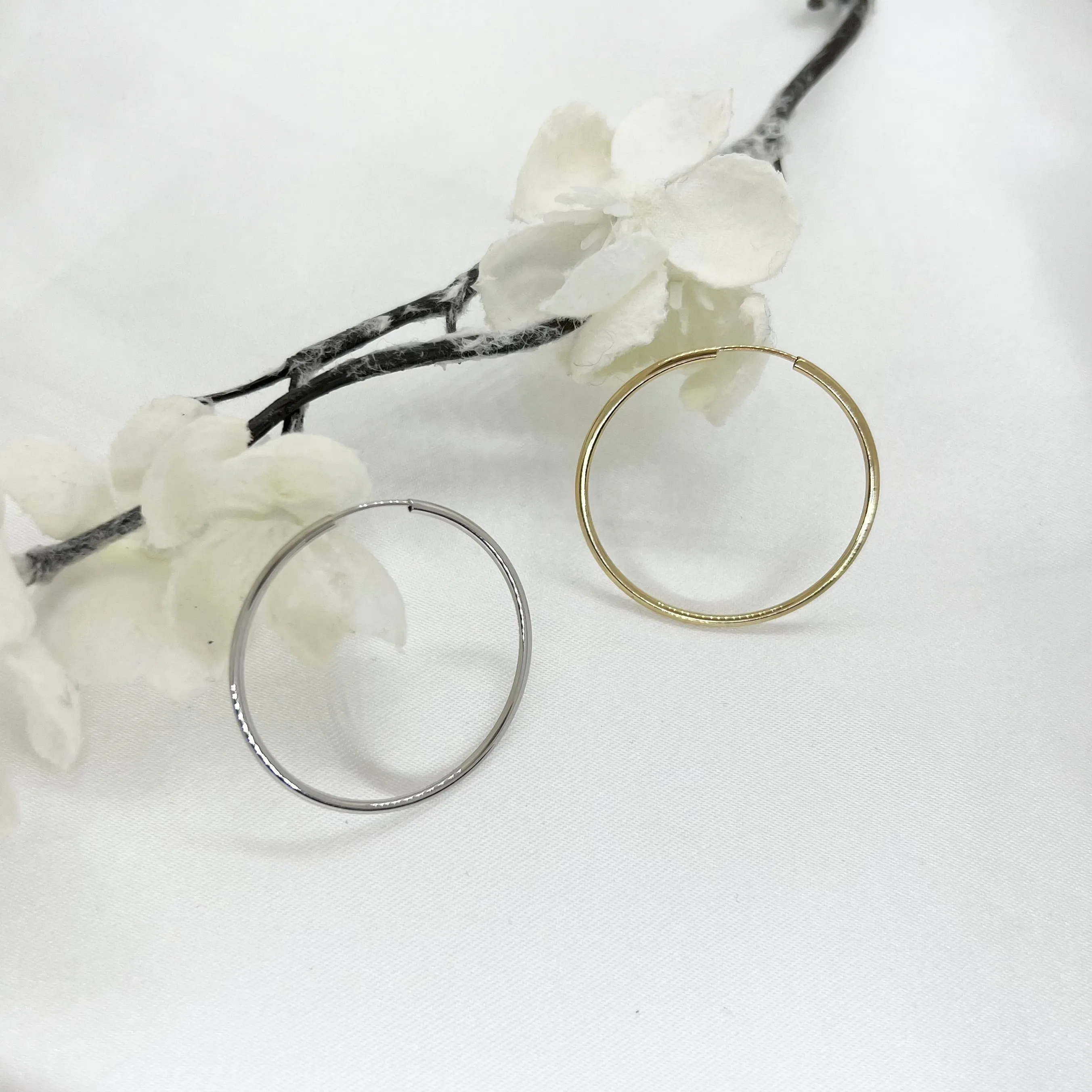 10k Gold Plain Thin Hoops - Various Sizes