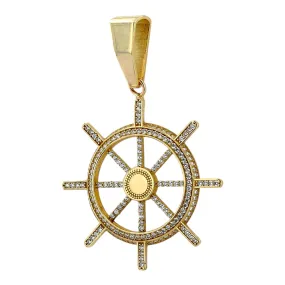 10k yellow gold ship rudder pendant -216898