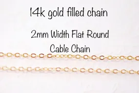 14k Gold Filled 2mm Width Flat Round Cable Chain Chain by Foot Wholesale Bulk Jewelry Findings Necklace Chain Sparkling Chain