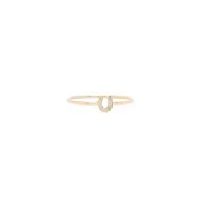 14k Pavé Diamond Itty Bitty Horseshoe Ring - SALE