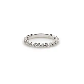 14K White Gold Diamond Wedding Band W/ 0.34ct VS-SI Diamonds & Scalloped Shared Prong Diamonds