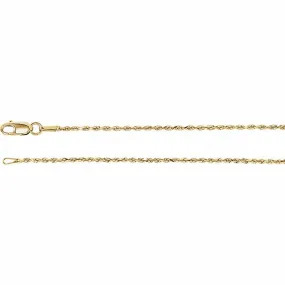 14K Yellow Gold Diamond Cut Rope Chain, 24 Inches Long 1.3 mm  - CH947