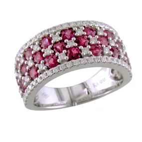 18k White Gold Ruby & Diamond Wide Right Hand Cocktail Ring