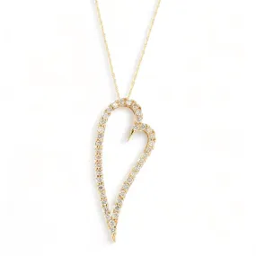 18k yellow gold high end diamond heart 1CT natural Vintage necklace-17250