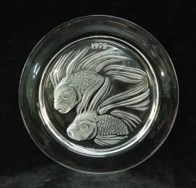 1975 Lalique 8" Crystal Koi Goldfish Plate