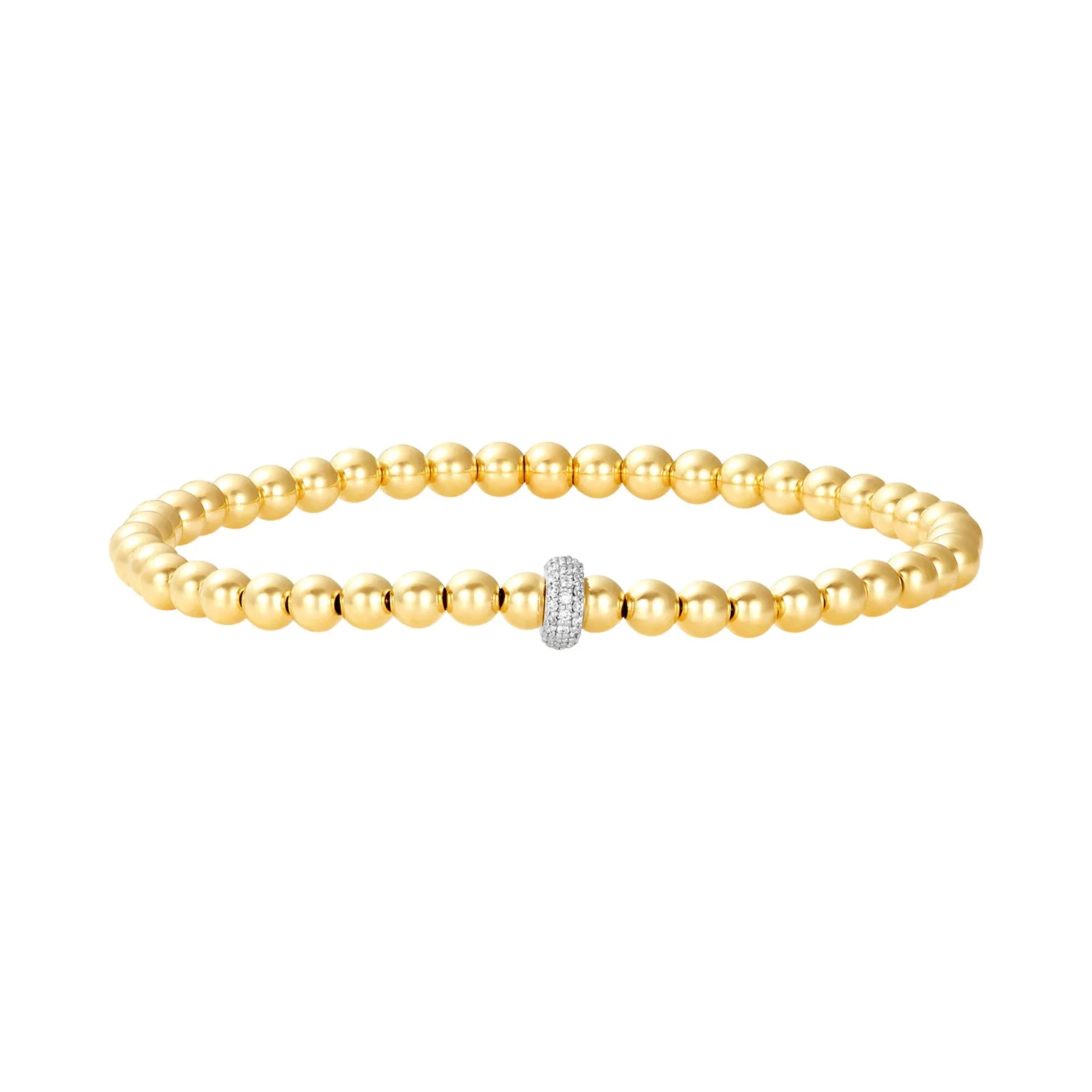 4mm Signature Bracelet with 14k Pave Diamond Rondelle