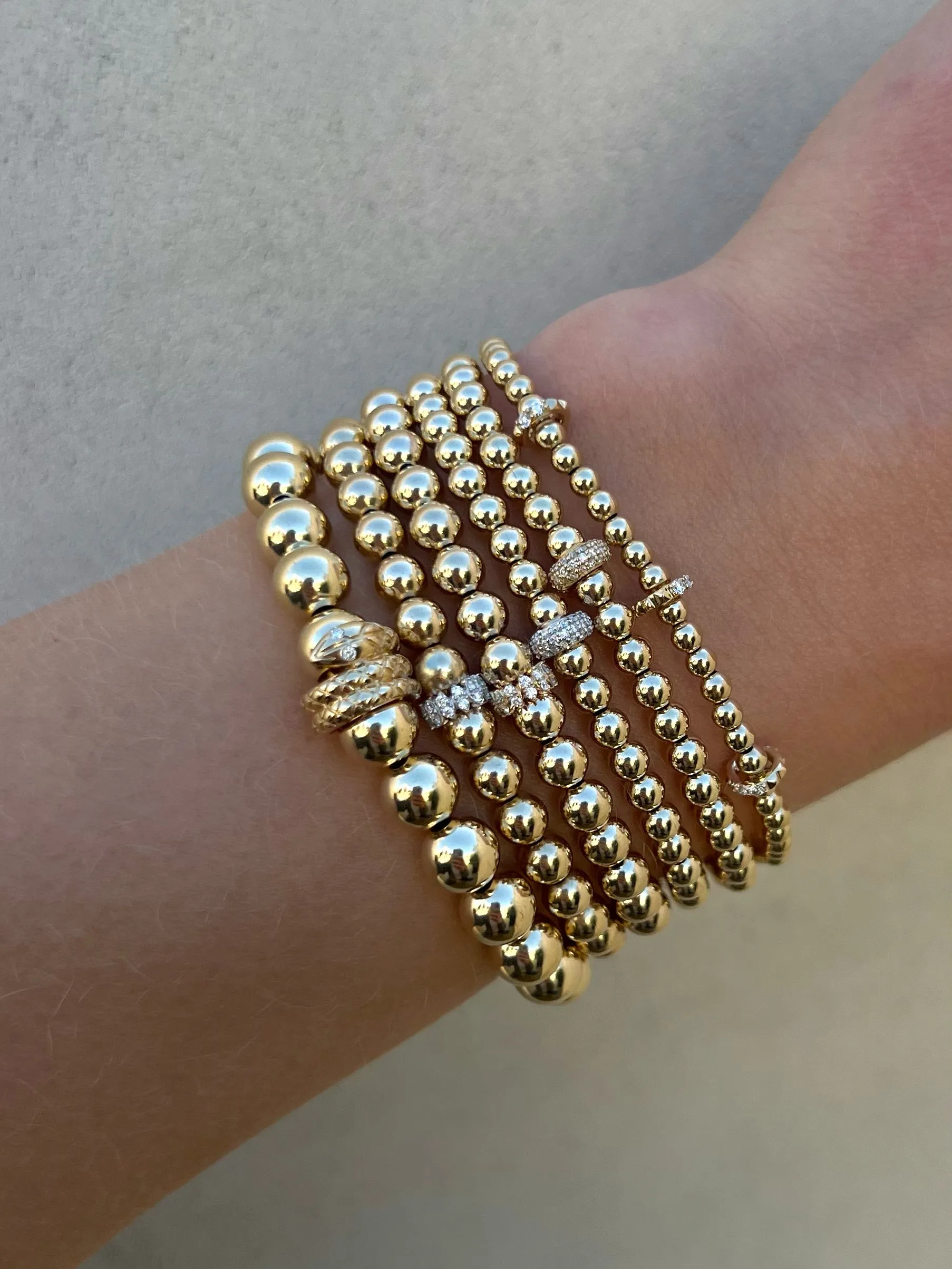 4mm Signature Bracelet with 14k Pave Diamond Rondelle