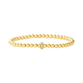 4mm Signature Bracelet with 14k Pave Diamond Rondelle