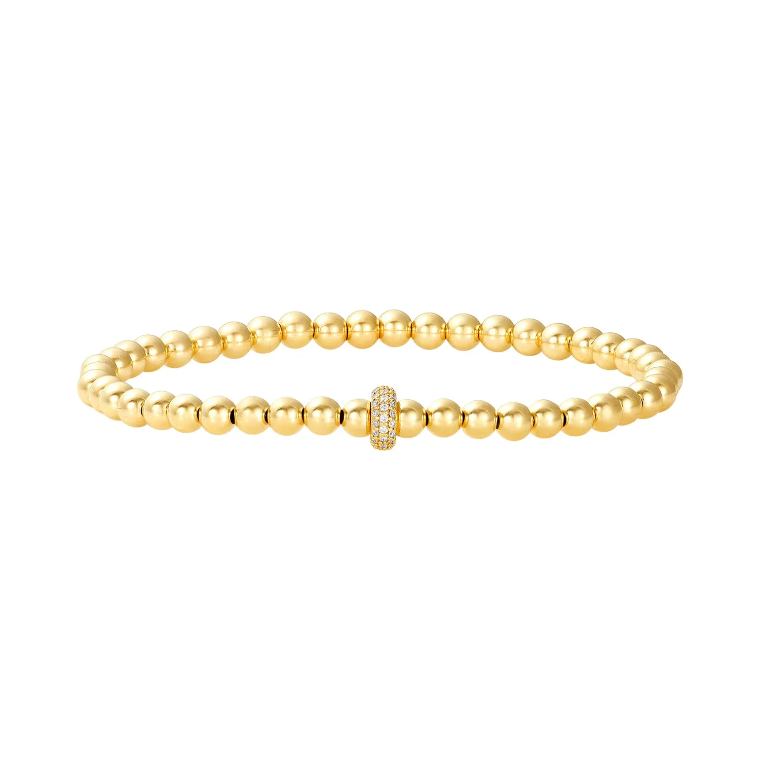 4mm Signature Bracelet with 14k Pave Diamond Rondelle