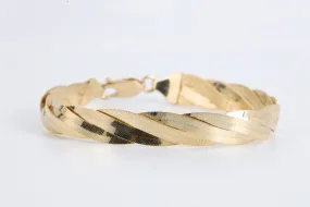 7" 14k Yellow Gold Interwoven Herringbone Chain Bracelet (8.72g.)