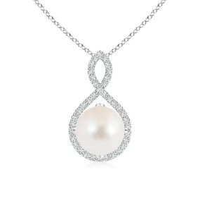 8mm Twist Freshwater Cultured Pearl and Moissanite Pavé Pendant