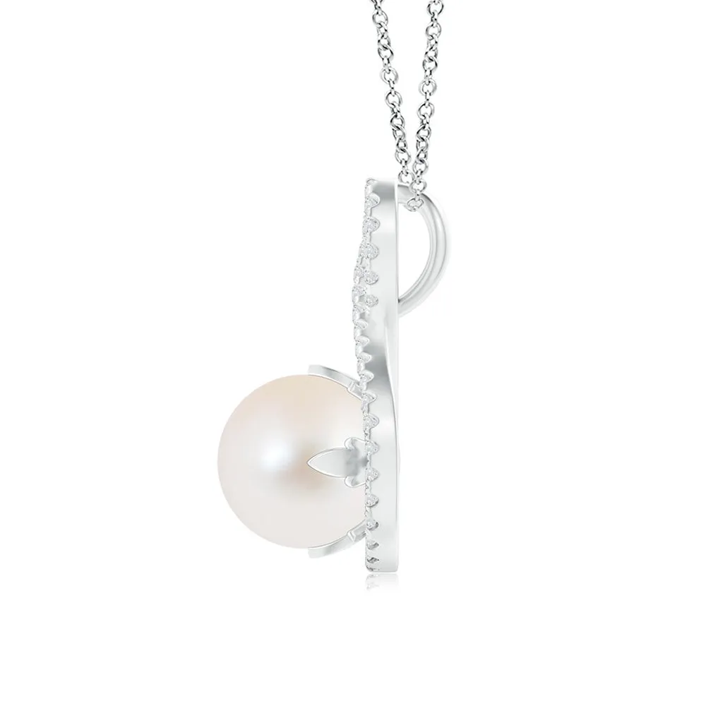 8mm Twist Freshwater Cultured Pearl and Moissanite Pavé Pendant