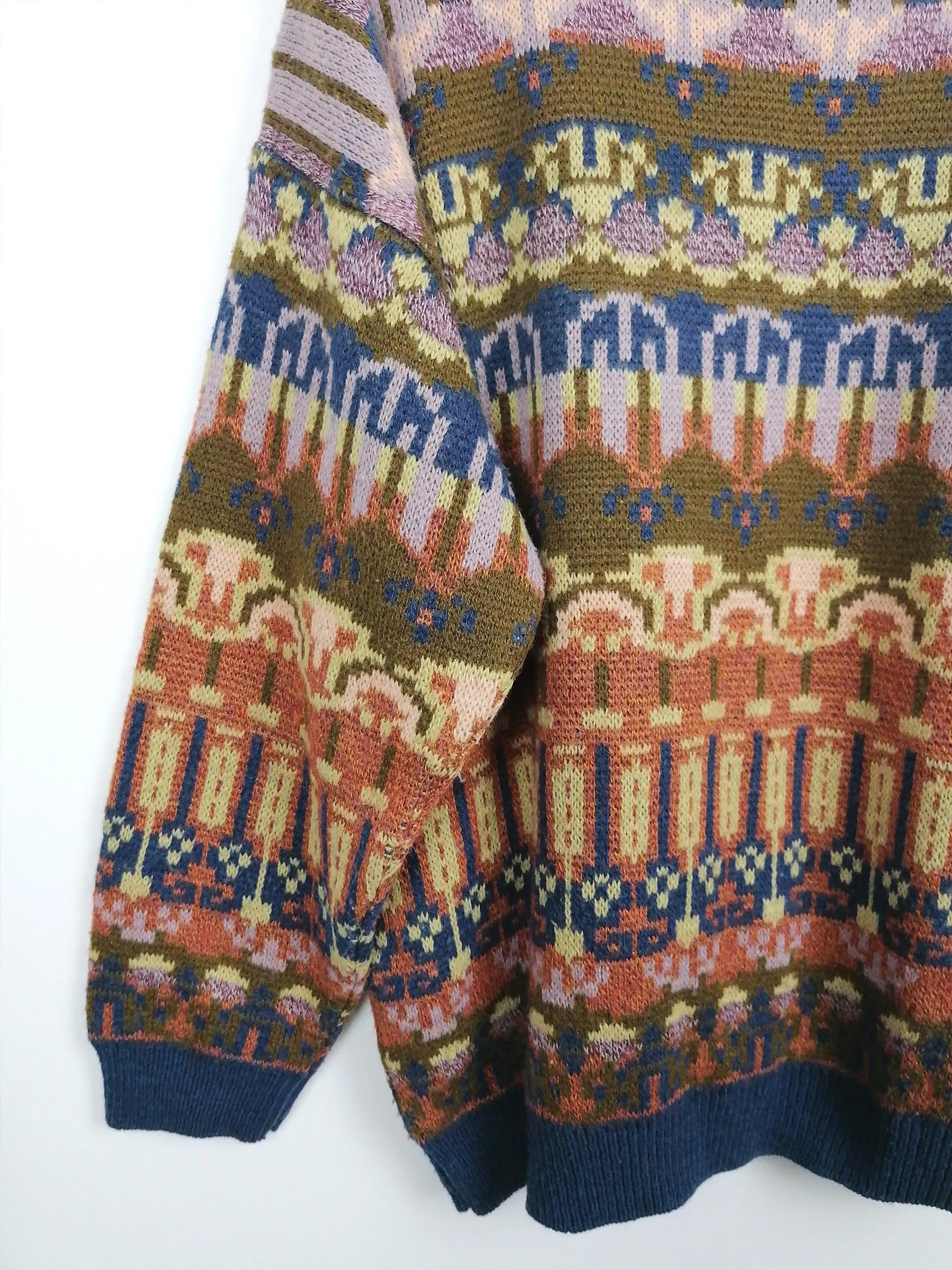 90's ANN LLEWELYN Esq. Folk Pattern Sweater - size S