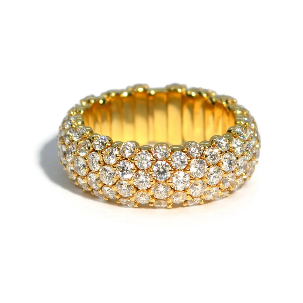 AFJ Diamond Collection - Flexible Ring with Diamonds, 18k Yellow Gold