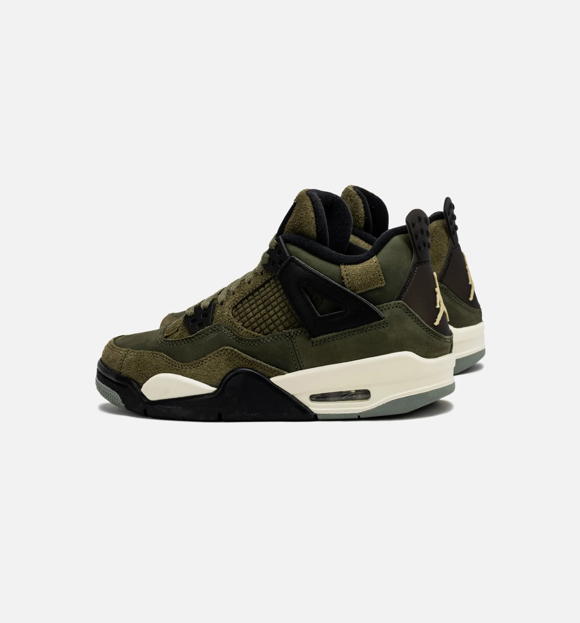 Air Jordan 4 Retro Craft Olive Grade School Lifestyle Shoe - Medium Olive/Black