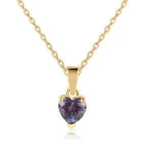 Alexandrite Yellow Gold Heart Necklace