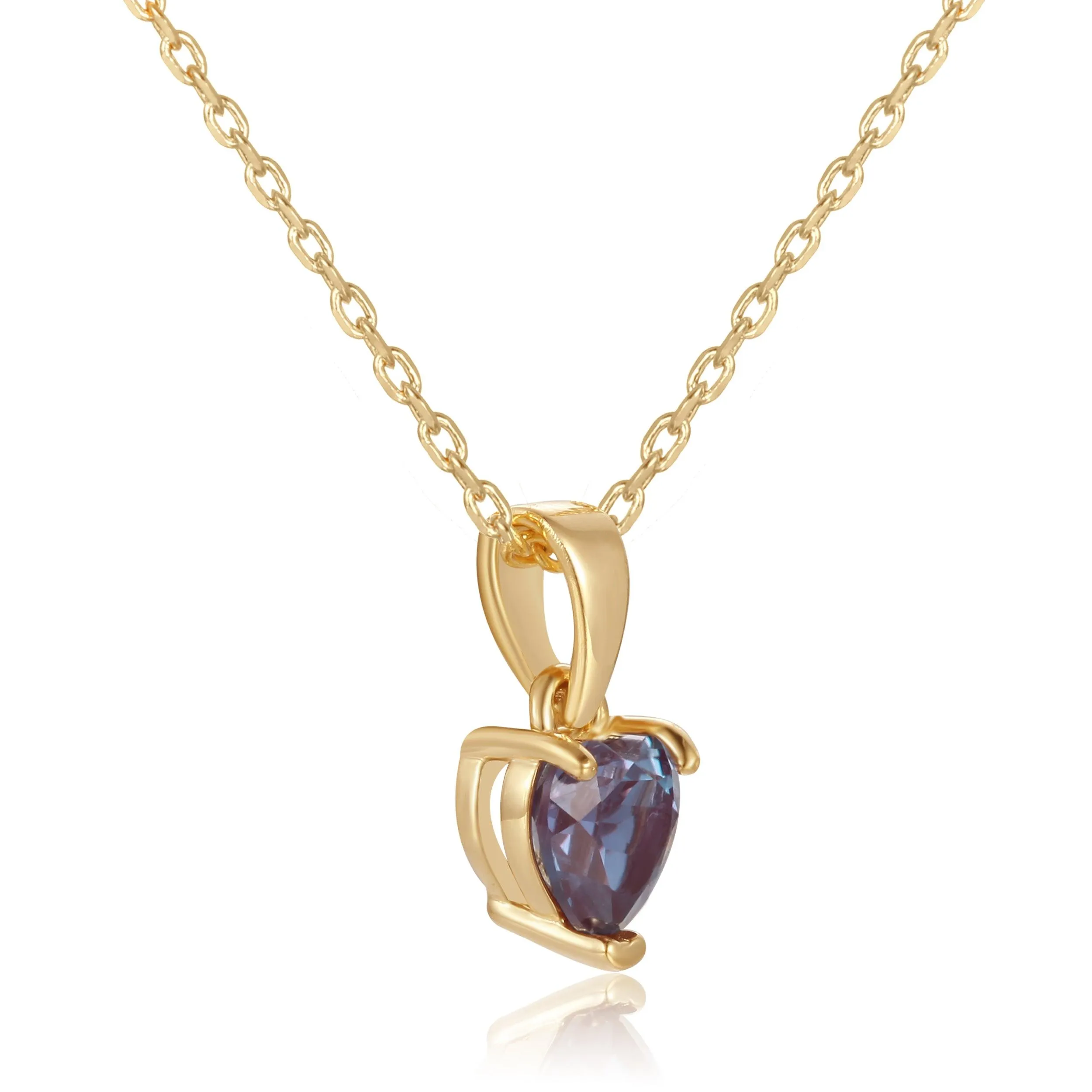 Alexandrite Yellow Gold Heart Necklace