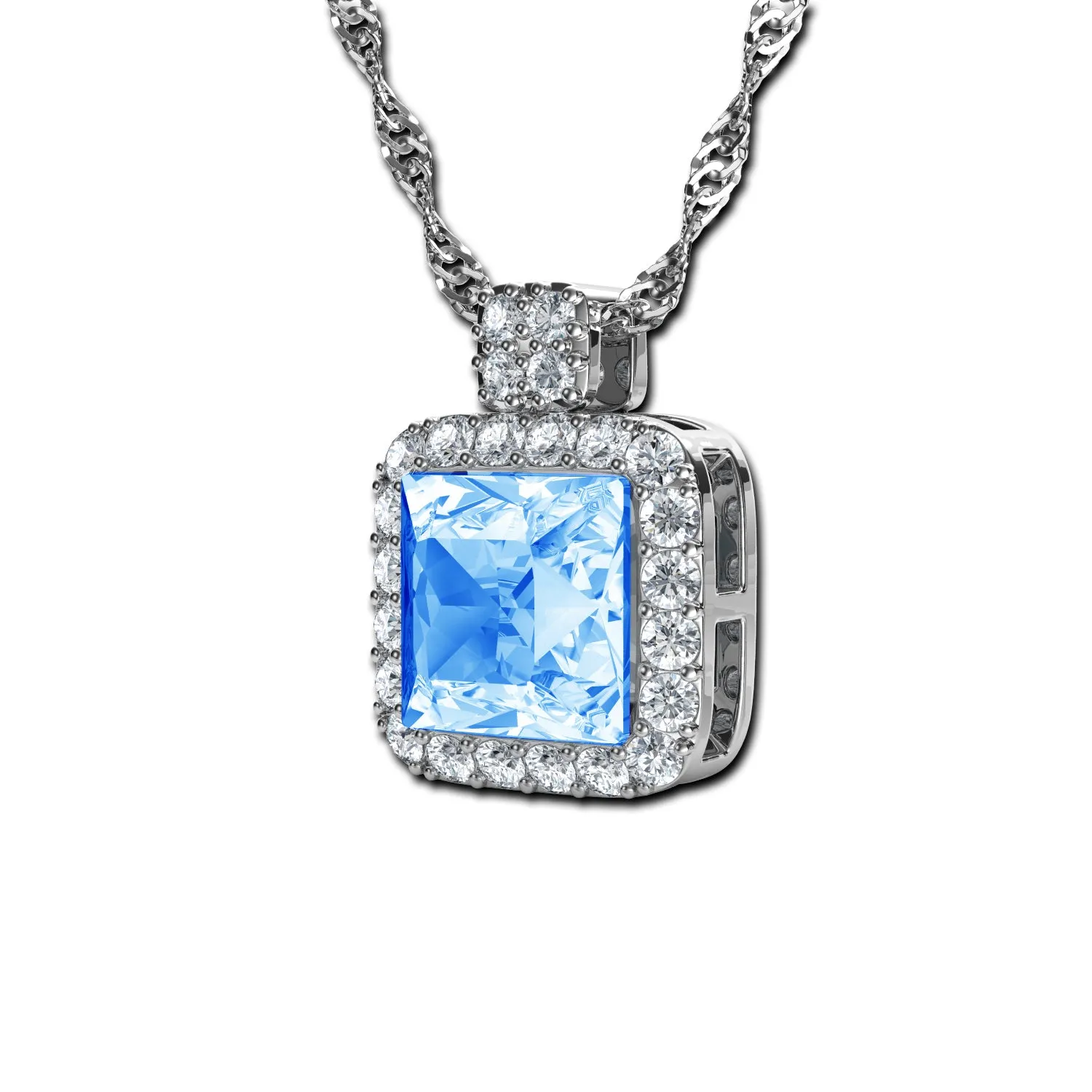 Aqua crystal necklace by DEPHINI 925 sterling silver jewellery pendant