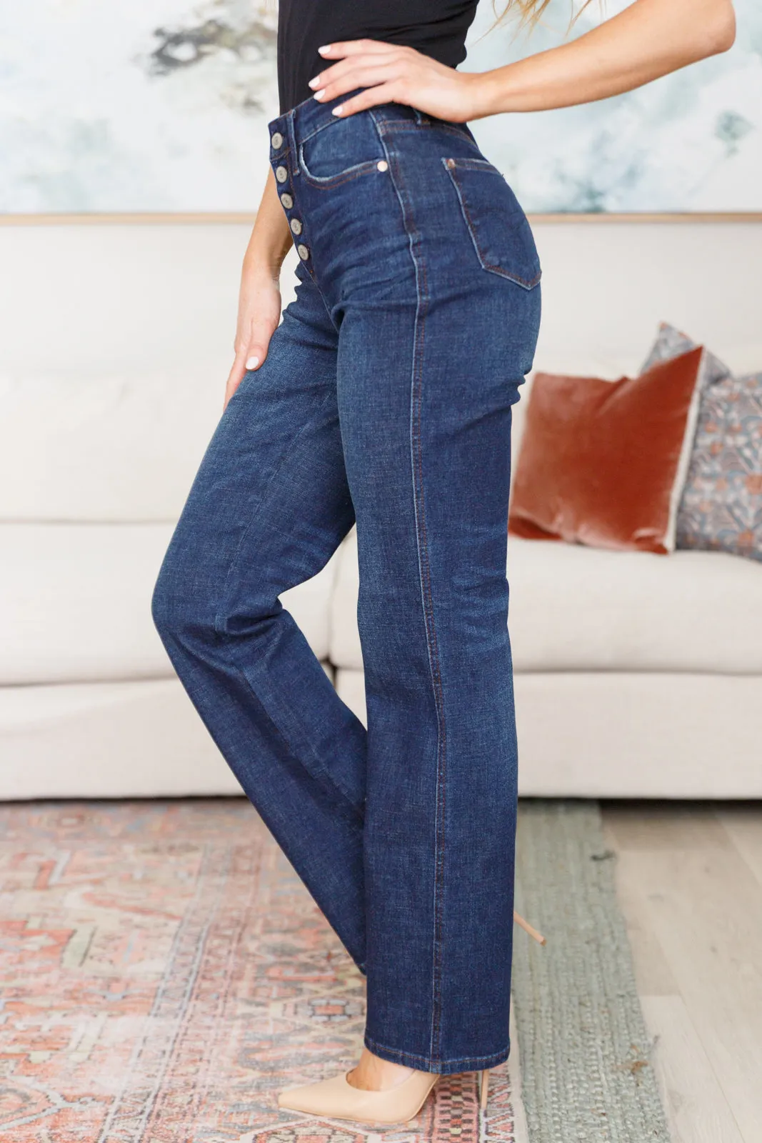 Arlo High Rise Button-Fly Straight Jeans-- Use the code SPRINGJB for 20% off!