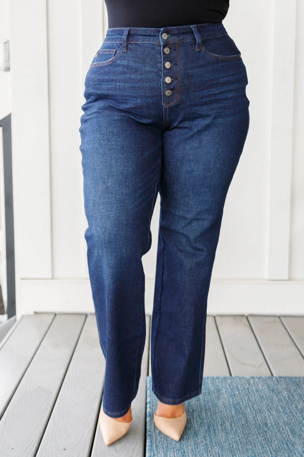 Arlo High Rise Button-Fly Straight Jeans-- Use the code SPRINGJB for 20% off!