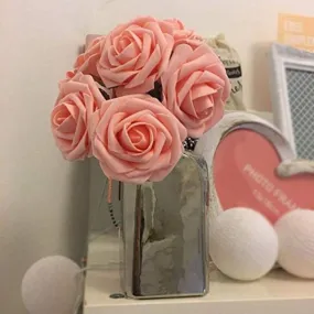 Artificial Flower Rose, Real Touch Artificial Roses for DIY Bouquets Wedding Party Baby Shower Home Decor for Valentines Day (Pink)