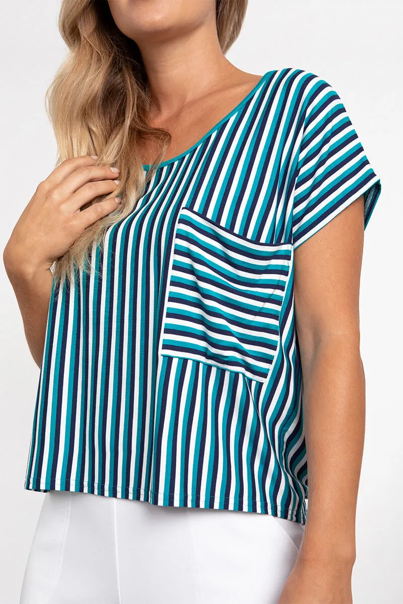 Bamboo Dolman Pocket Top | Blue Multi