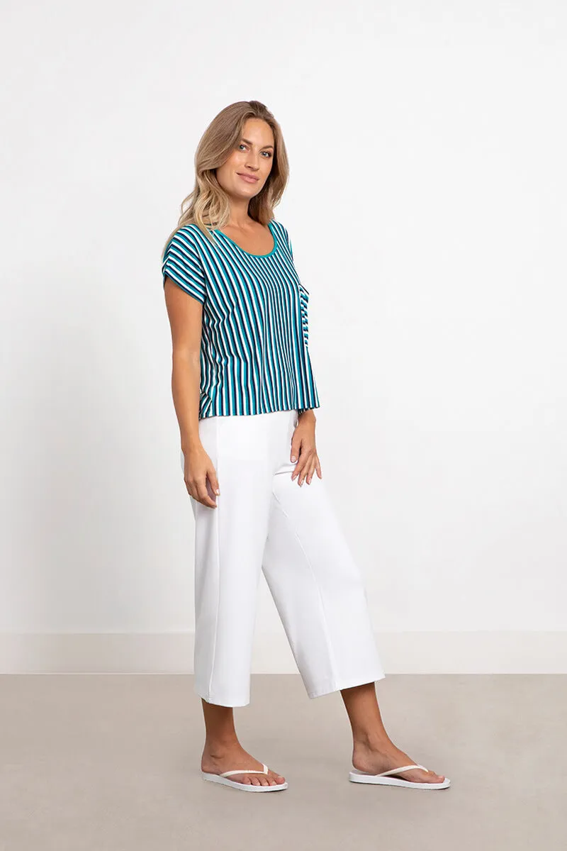 Bamboo Dolman Pocket Top | Blue Multi