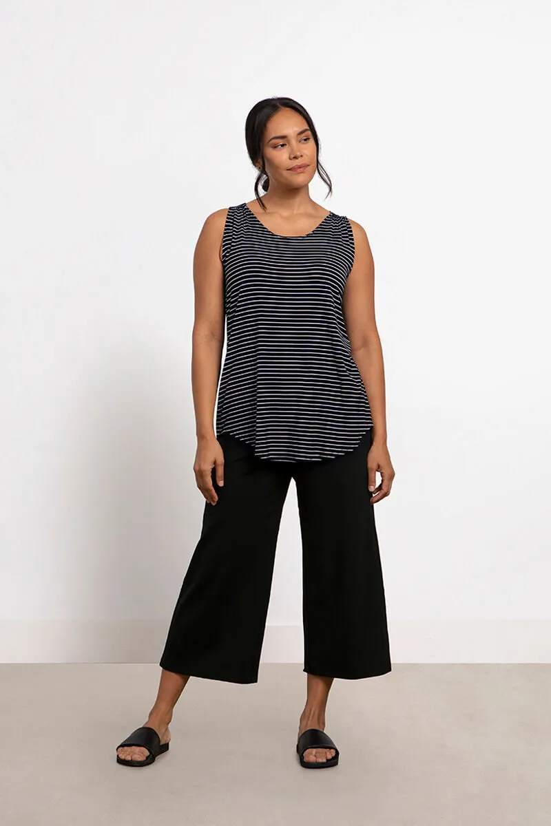 Bamboo Gather Tank | Blk/Wht Pinstripe