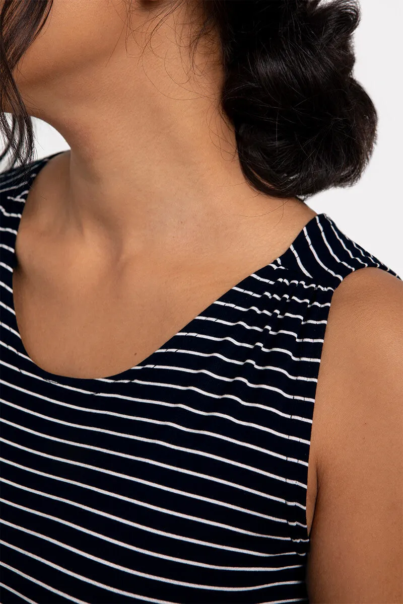 Bamboo Gather Tank | Blk/Wht Pinstripe