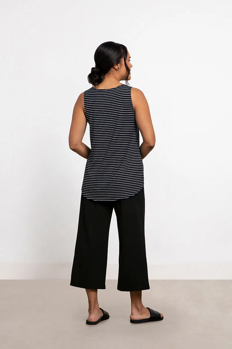 Bamboo Gather Tank | Blk/Wht Pinstripe