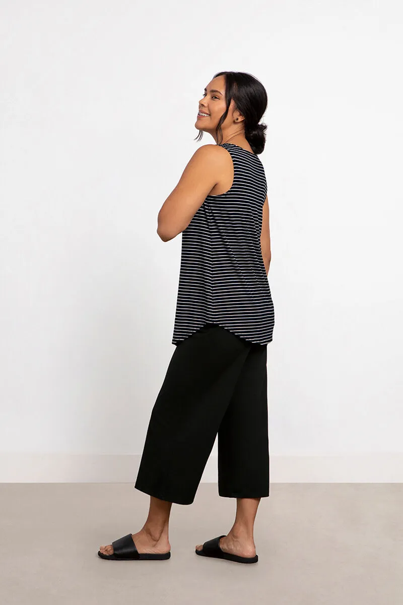 Bamboo Gather Tank | Blk/Wht Pinstripe