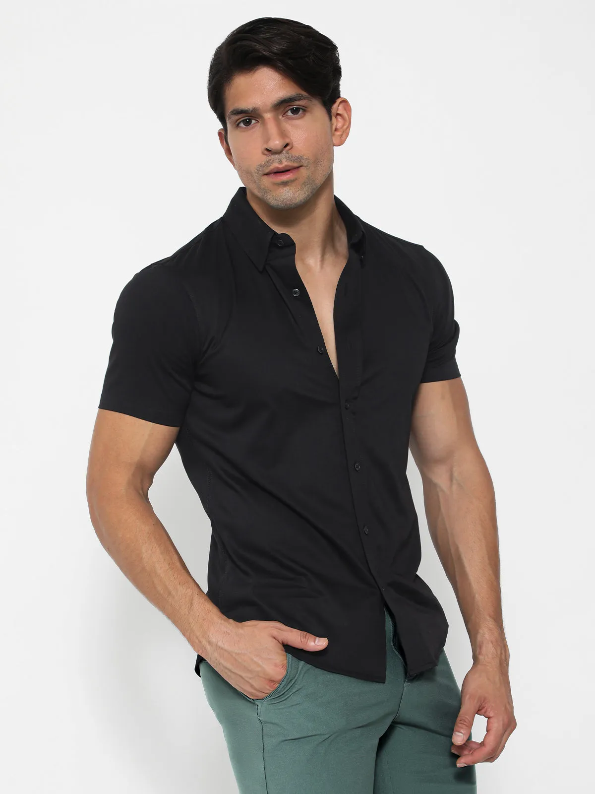 Bamboo Performance Short Sleeve Shirt Black