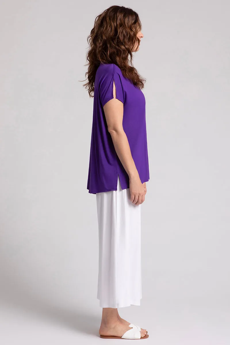 Bamboo V-Neck Slit Sleeve Top | Violet