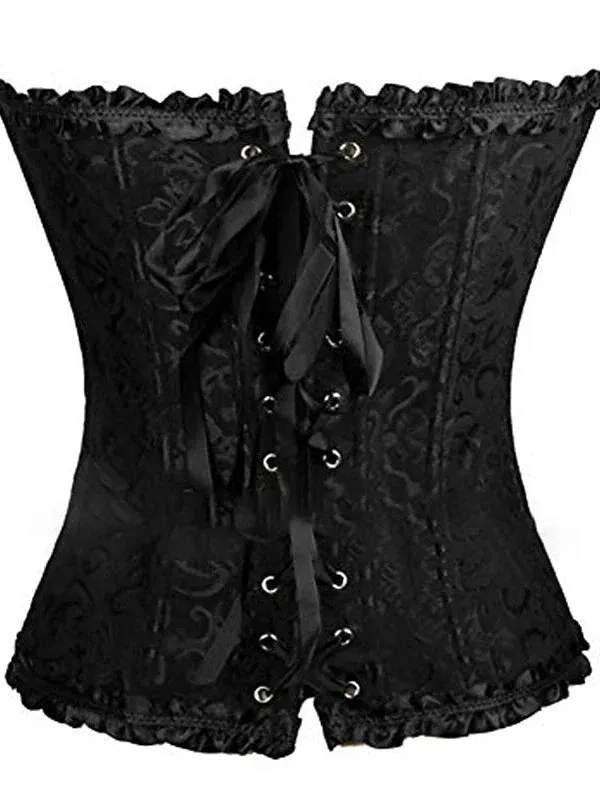 Bavarian Style Overbust Corset with Tummy Control and Push-Up Effect in Elegant Design