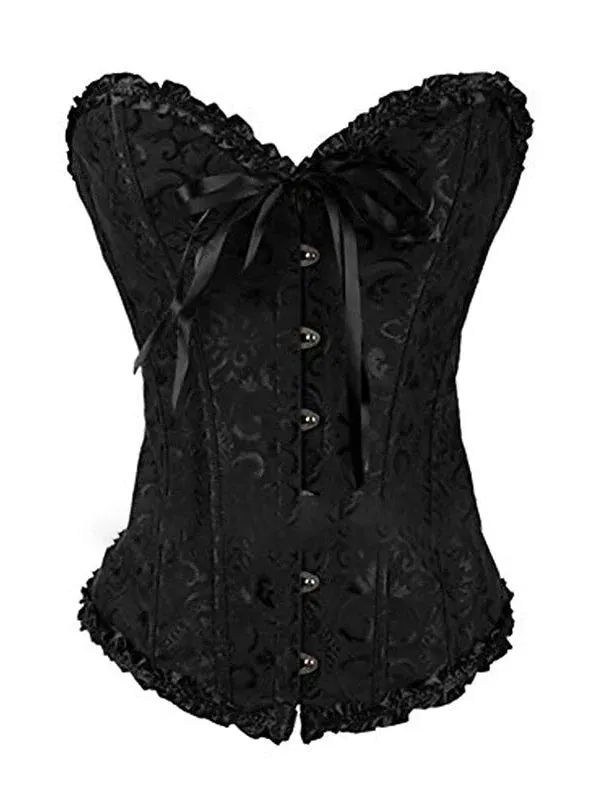 Bavarian Style Overbust Corset with Tummy Control and Push-Up Effect in Elegant Design