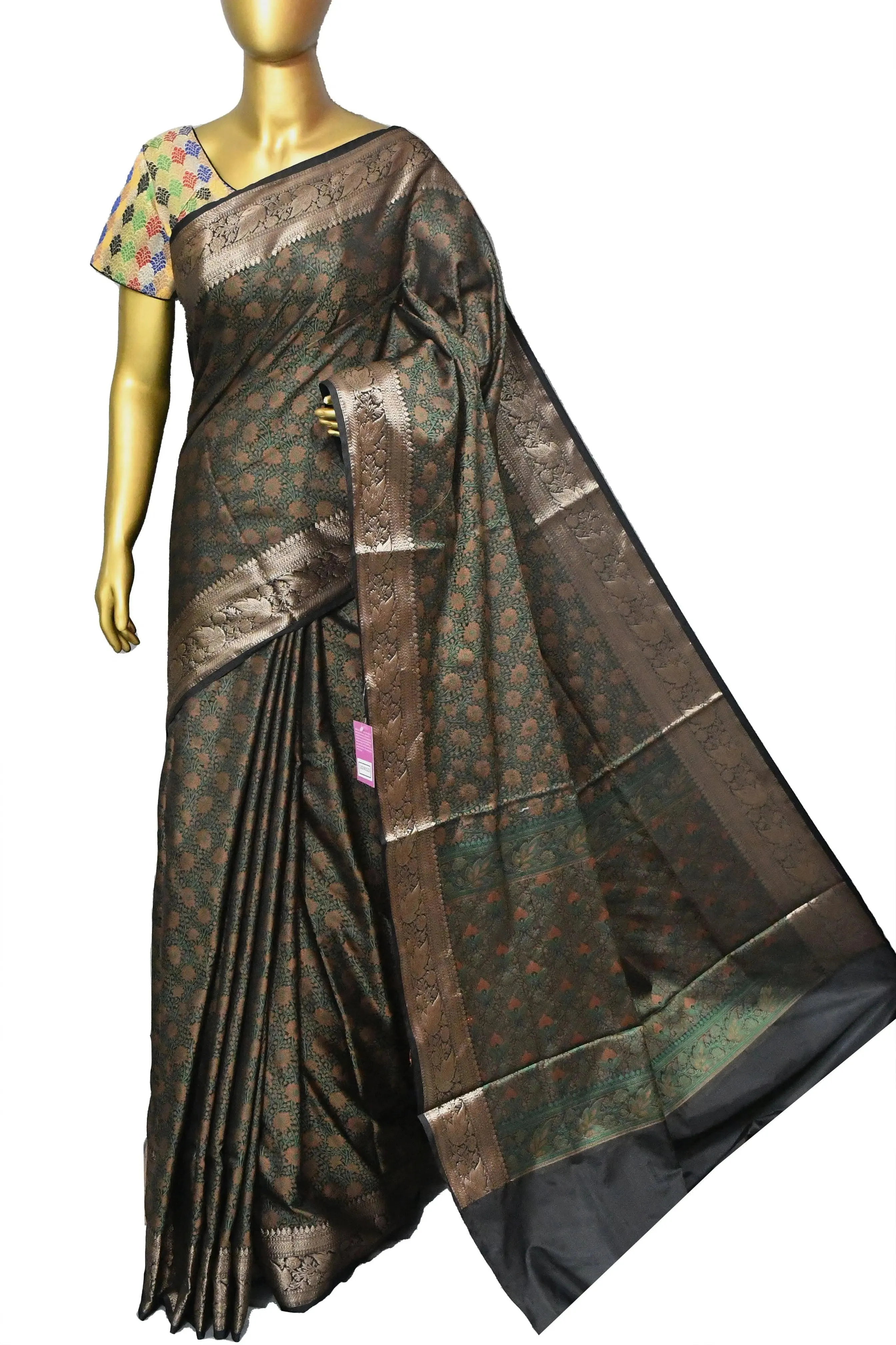 Black Color Tanchoi Jamewar Saree