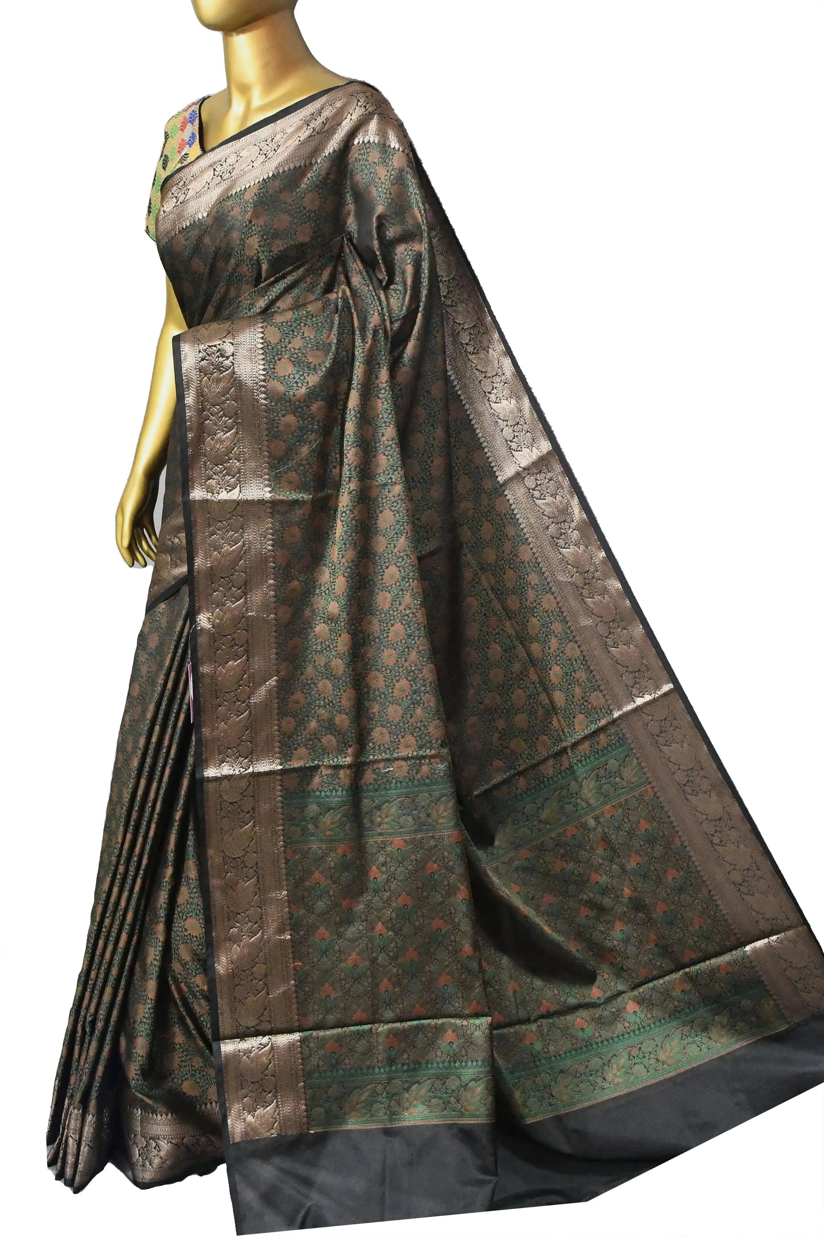 Black Color Tanchoi Jamewar Saree