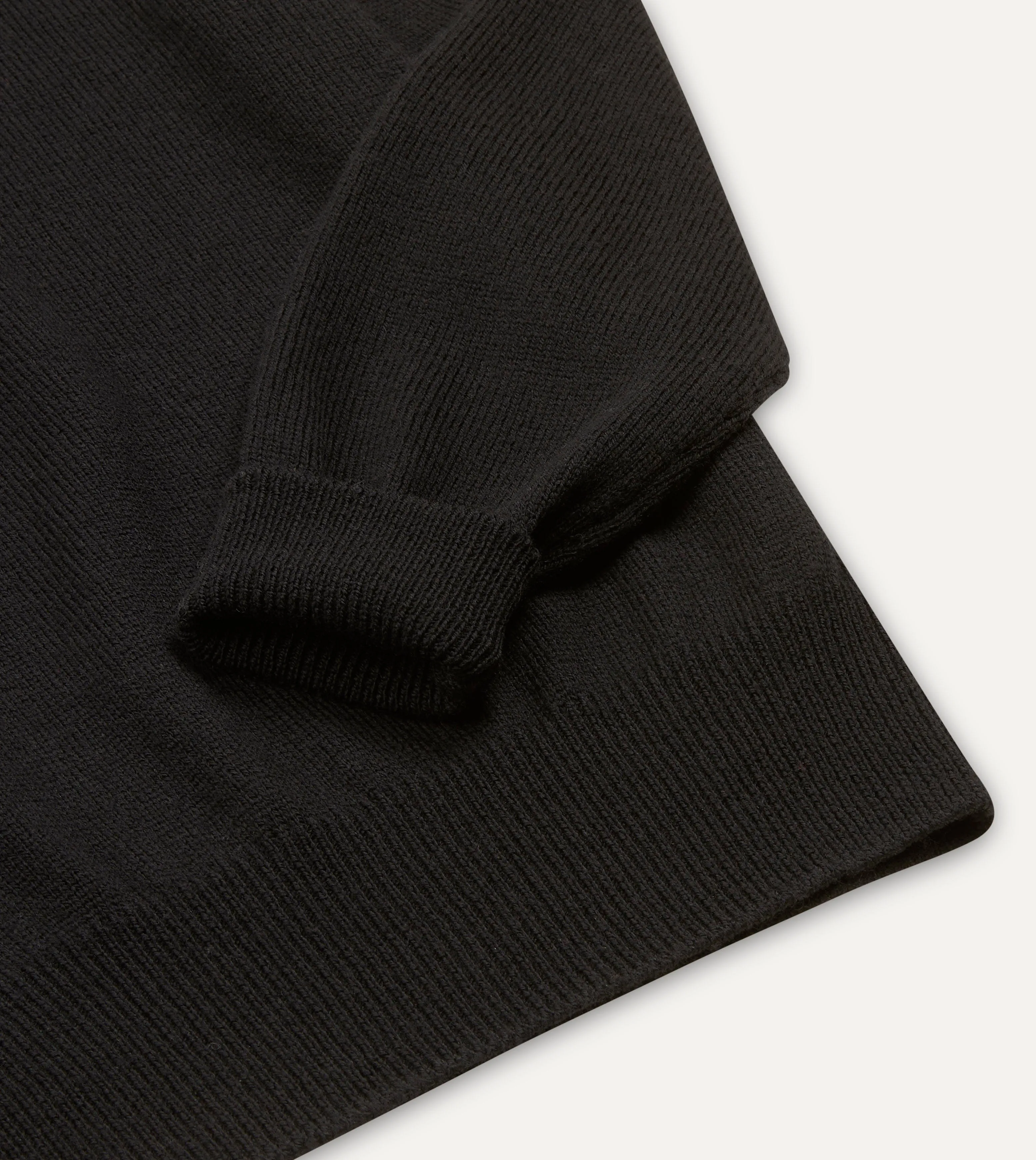 Black Merino Wool Knitted Polo