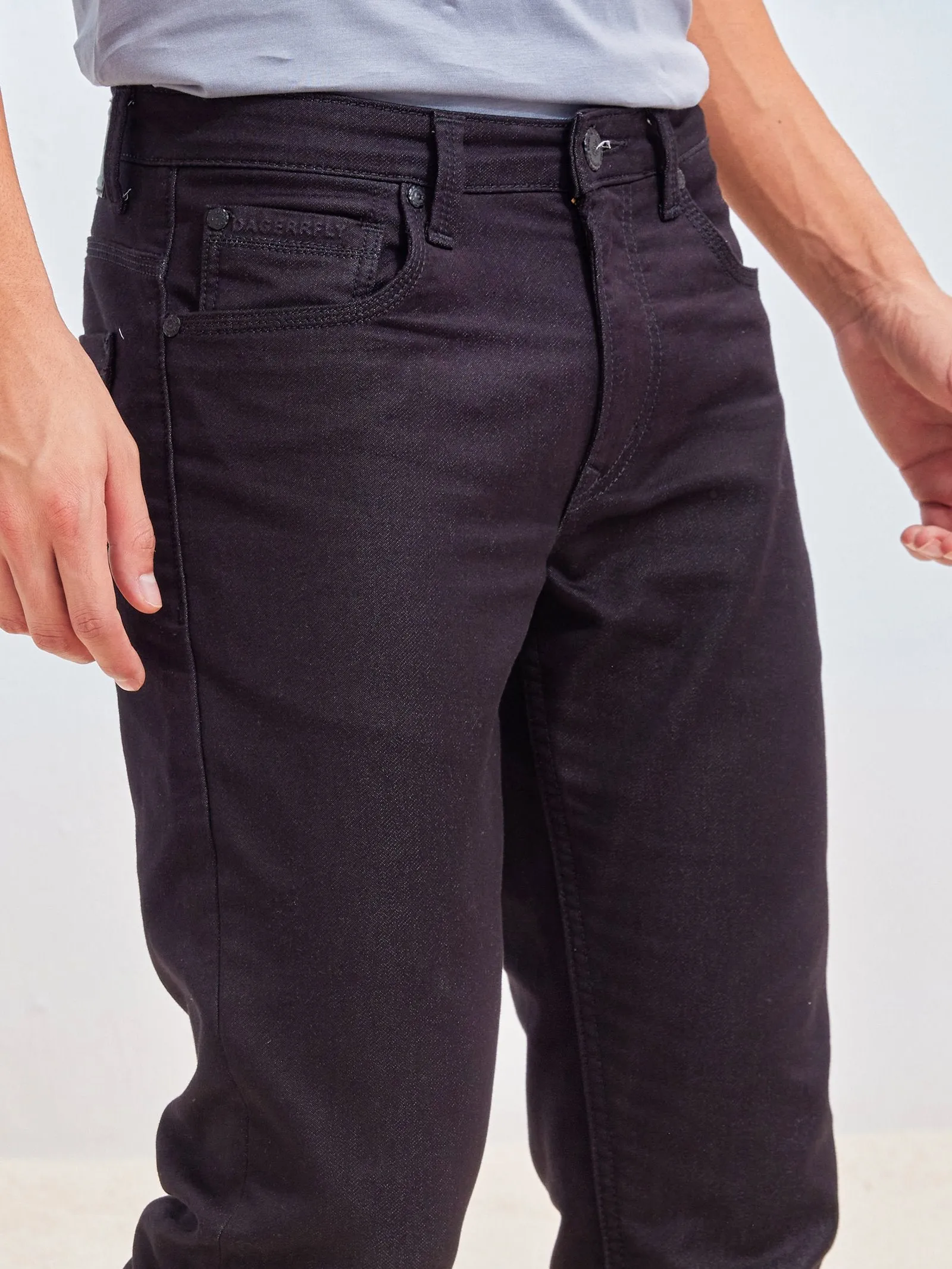 Black Solid Stretch Trouser