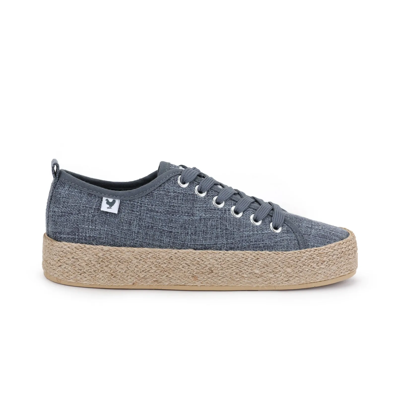 Blue linen lace-up espadrille sneakers