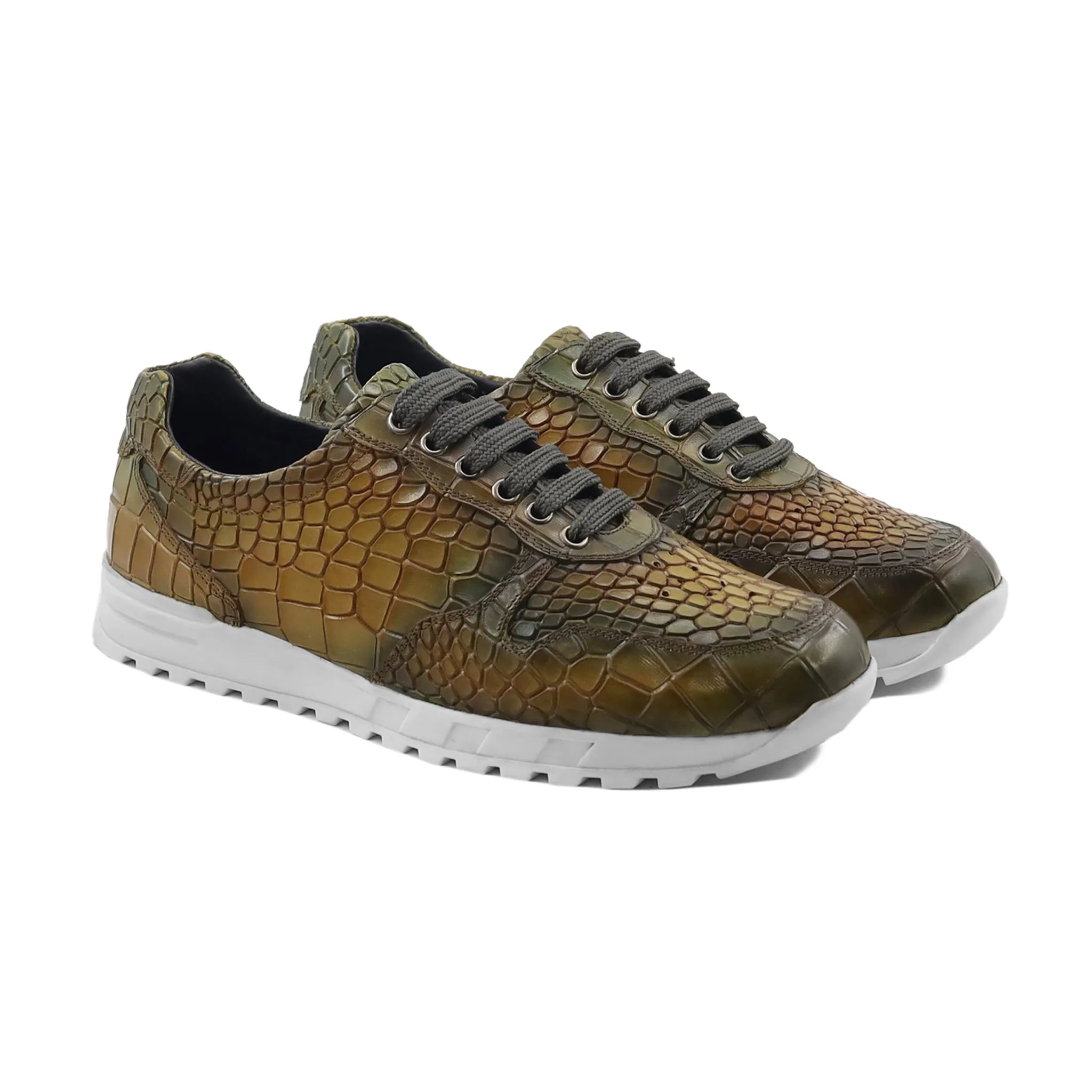 BORNE - OLIVE PATINA CROCODILE JOGGER