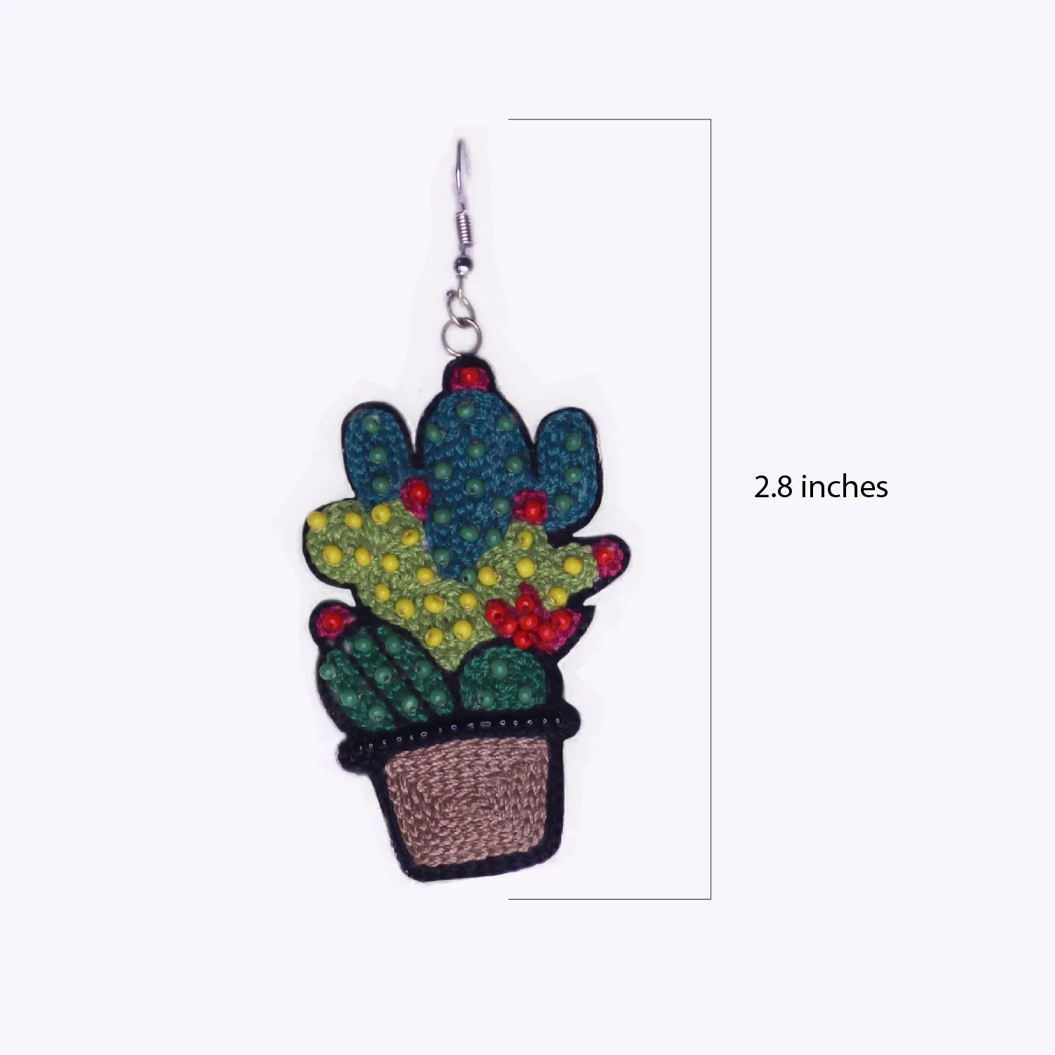 Cactus Embroidered Handmade Earring