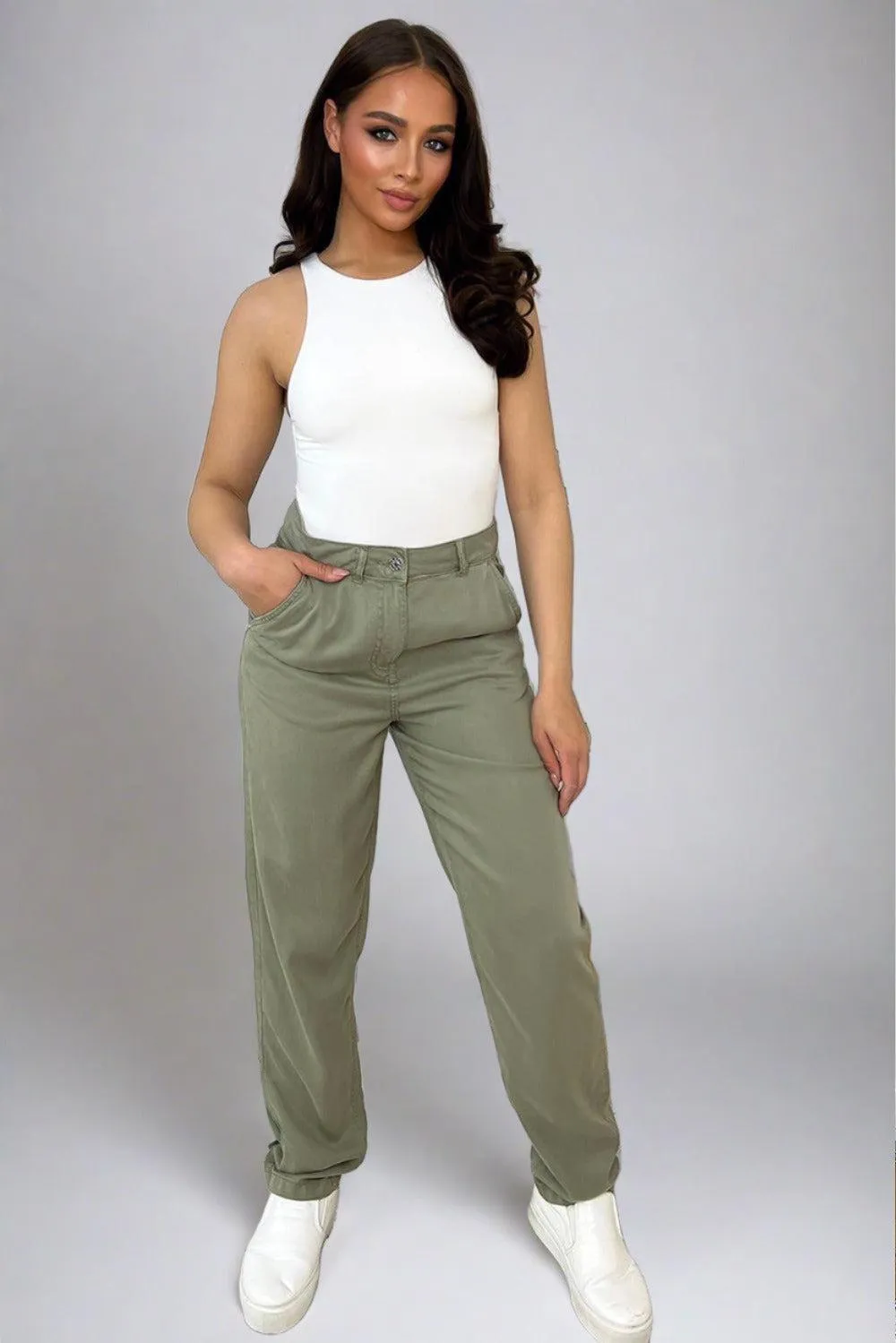 Casual Fit Straight Leg Slacks Trousers