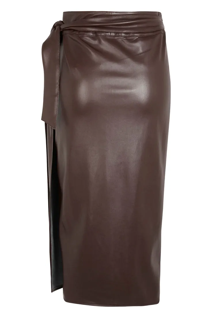 Chocolate Vegan Leather Jaspre Skirt