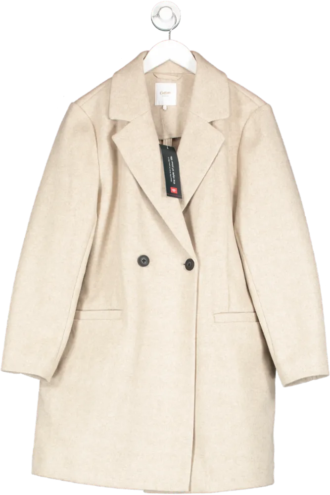 Cotton Traders Beige Classic Double Breasted Coat UK 16