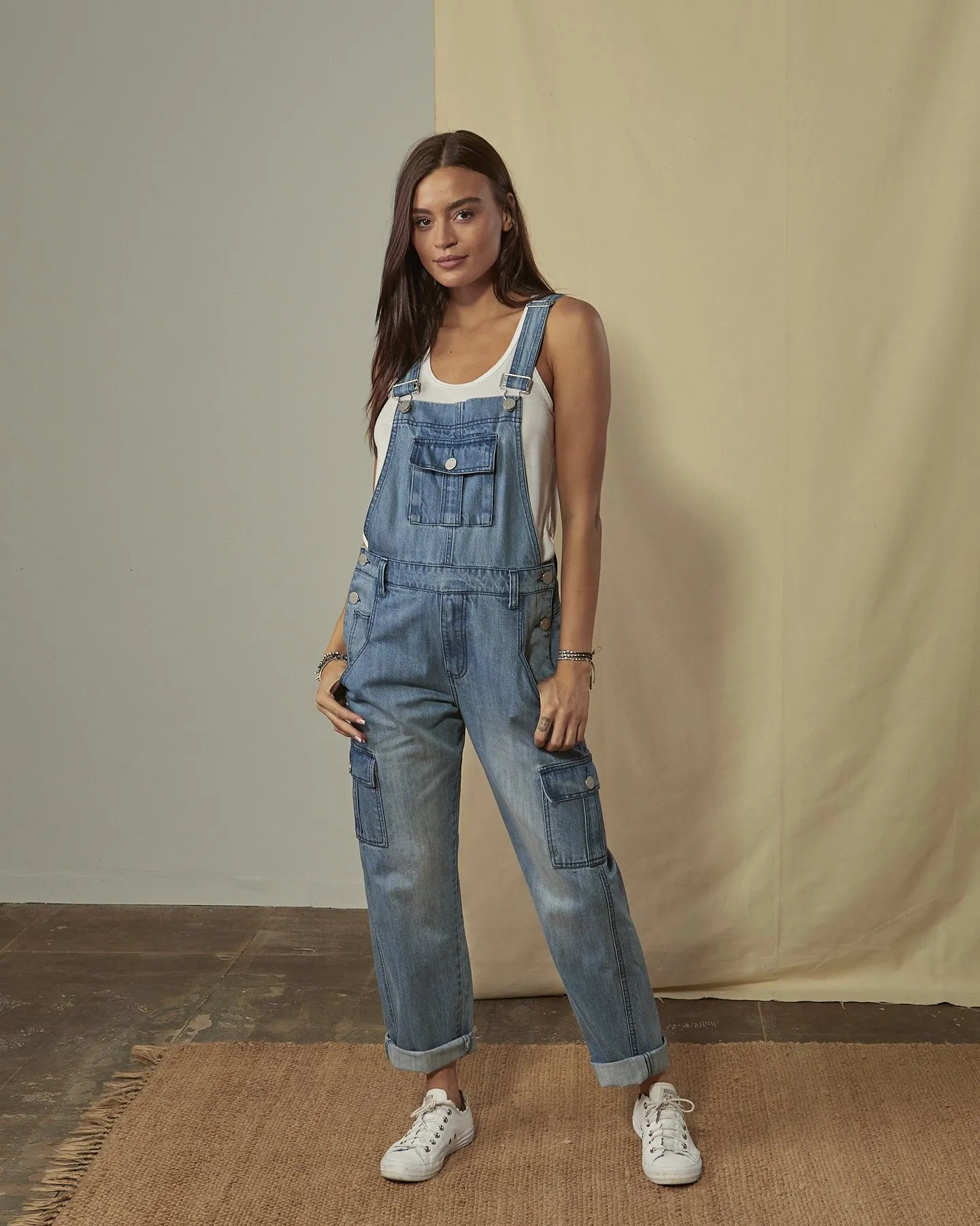 DAPHNE Relaxed Fit Stonewash Dungarees