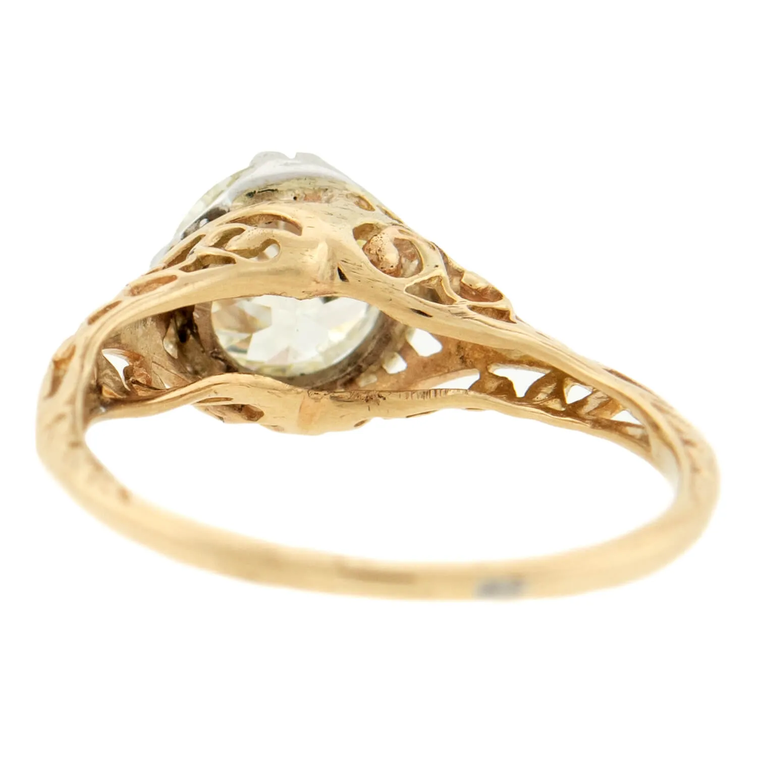 Edwardian 14k Mixed Metals Diamond Engagement Ring 1.57ct