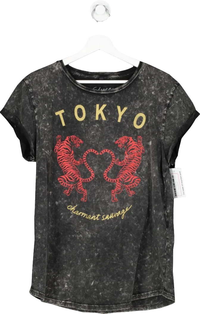 eleven loves Grey Tokyo Printed T Shirt UK L