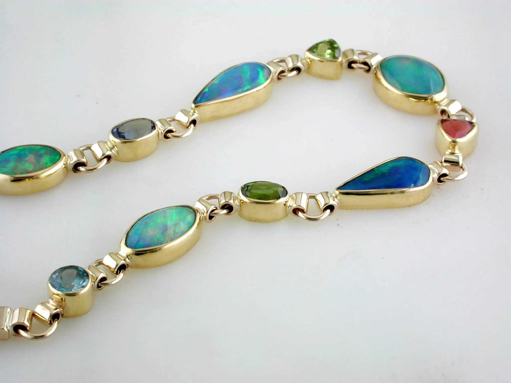 Ethiopian Freeform Opal Multicolor 22K & 14K Yellow Gold Bracelet