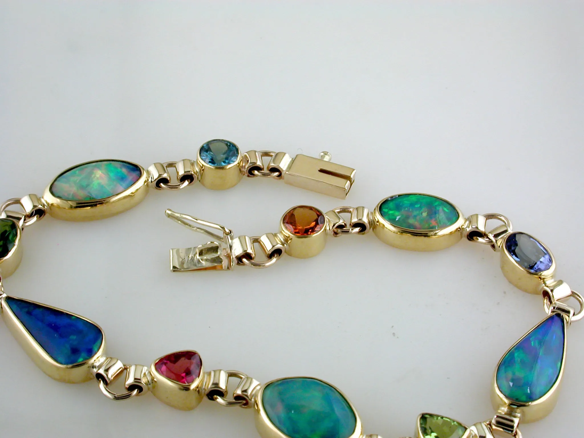 Ethiopian Freeform Opal Multicolor 22K & 14K Yellow Gold Bracelet